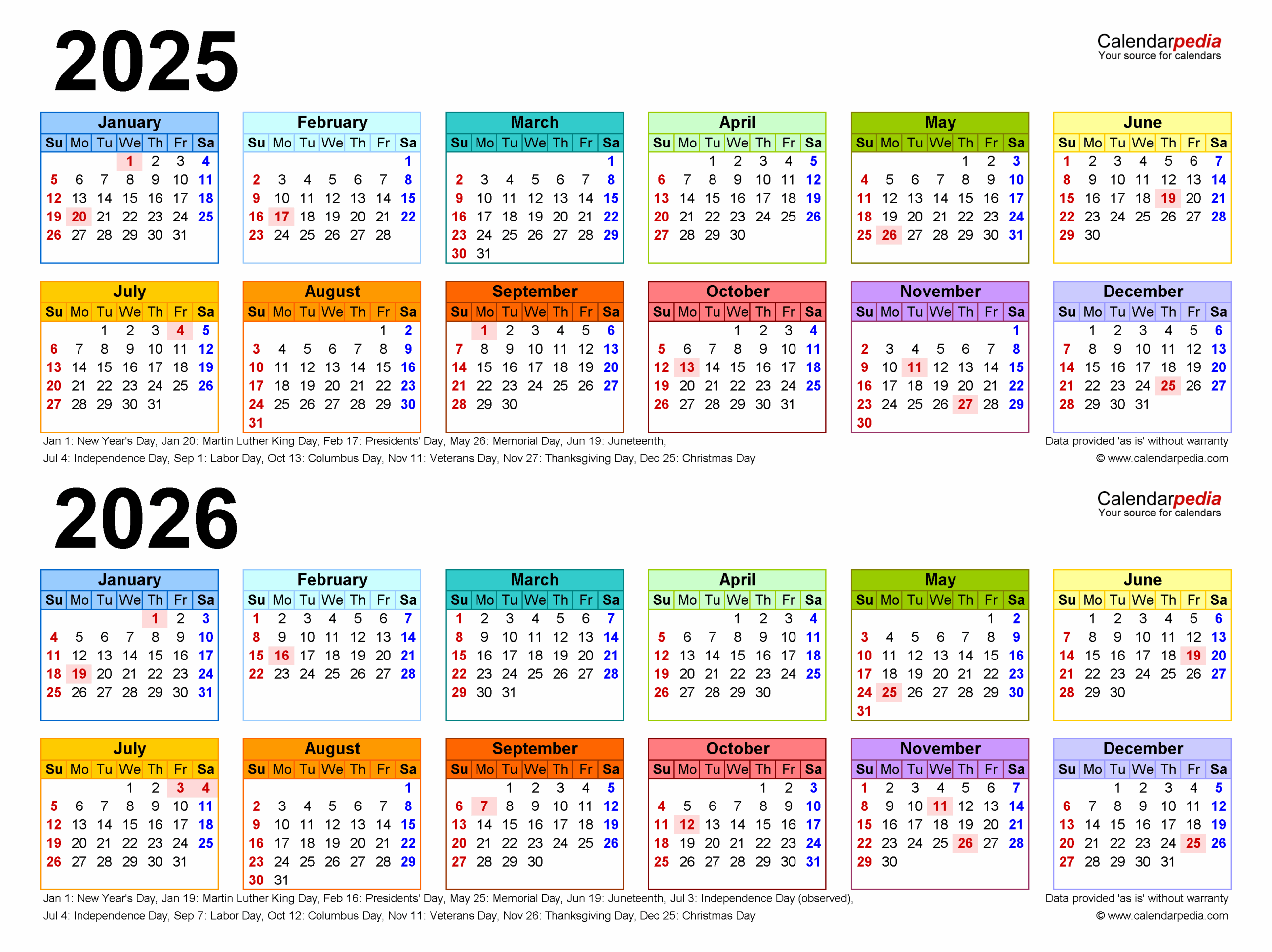 free printable calendar 2025 and 2026