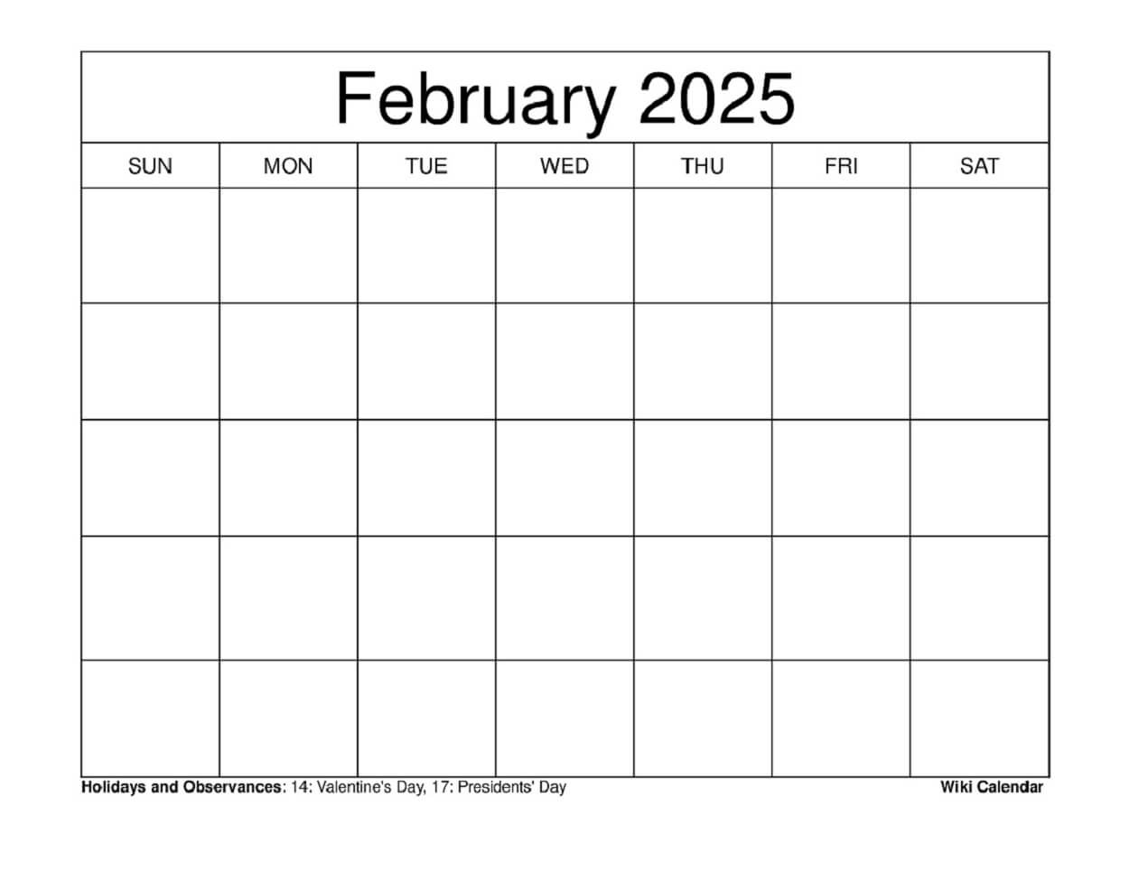 calendar printable february 2025