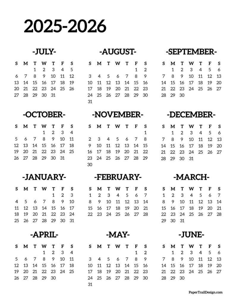 blank academic calendar 2025 26 - UK Printable Hub