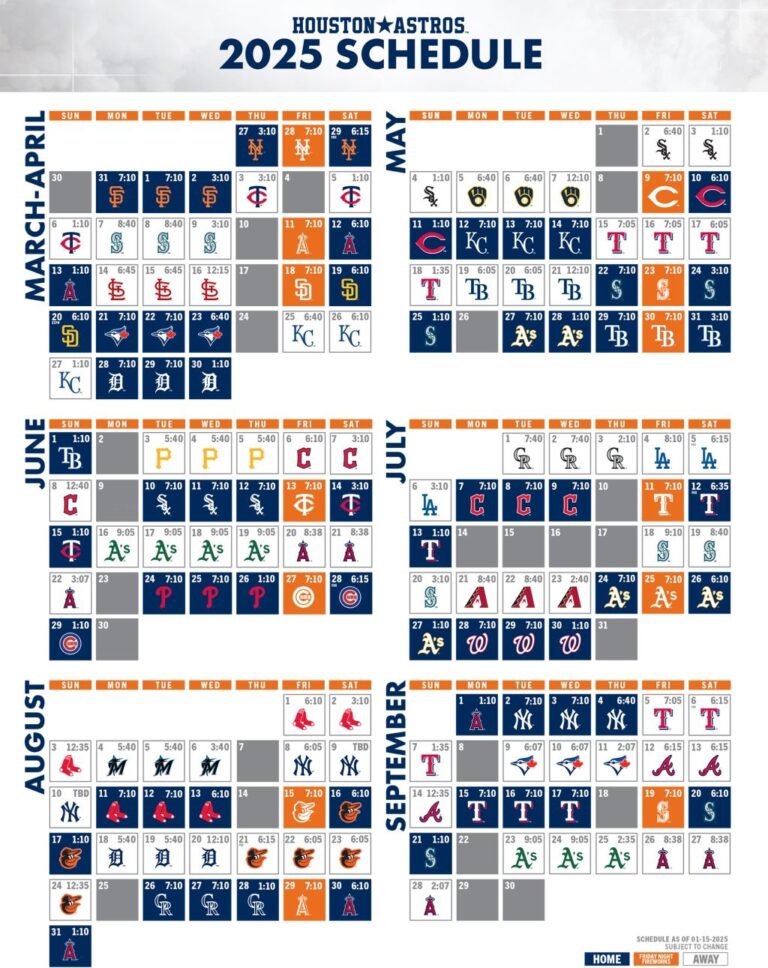 Astros Printable Schedule Houston Astros