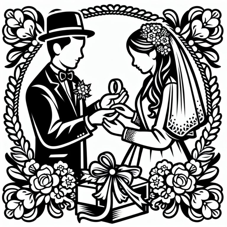 Couple Renews Marriage Vows Symbolically Coloring Picture For Anniversary Free 