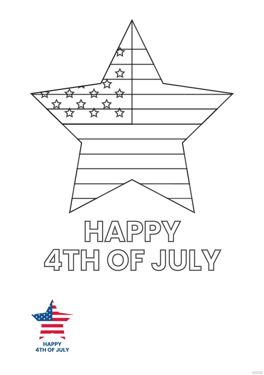 Happy 4th Of July Coloring Page In PDF JPG Download Template