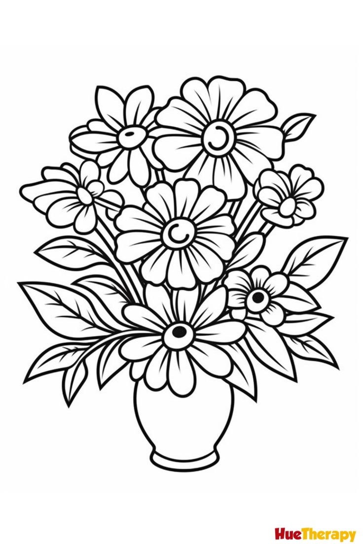 bunch of flowers colouring pages