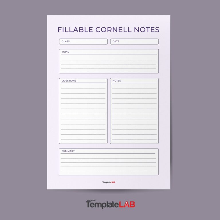 16 Printable Cornell Notes Templates Word Excel PDF 