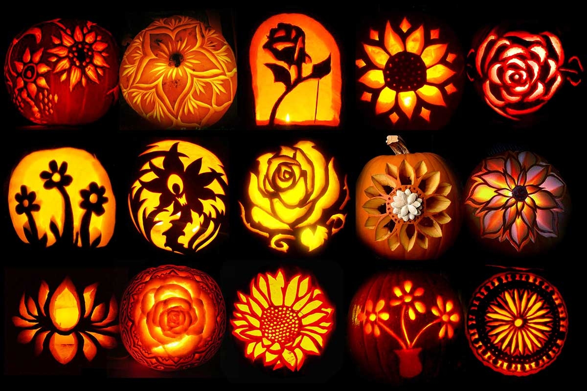 flower pumpkin carving stencils