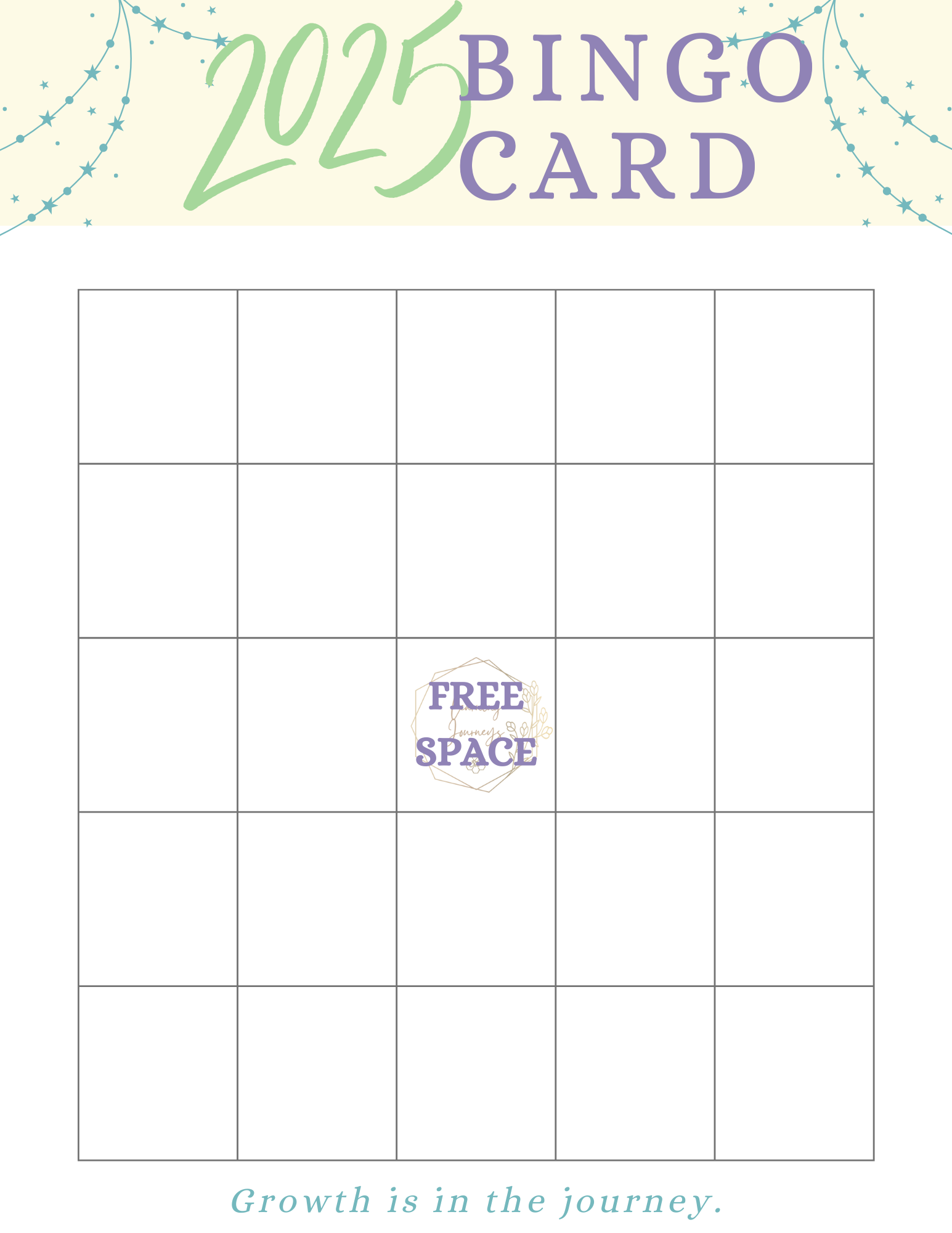 2025 blank bingo card