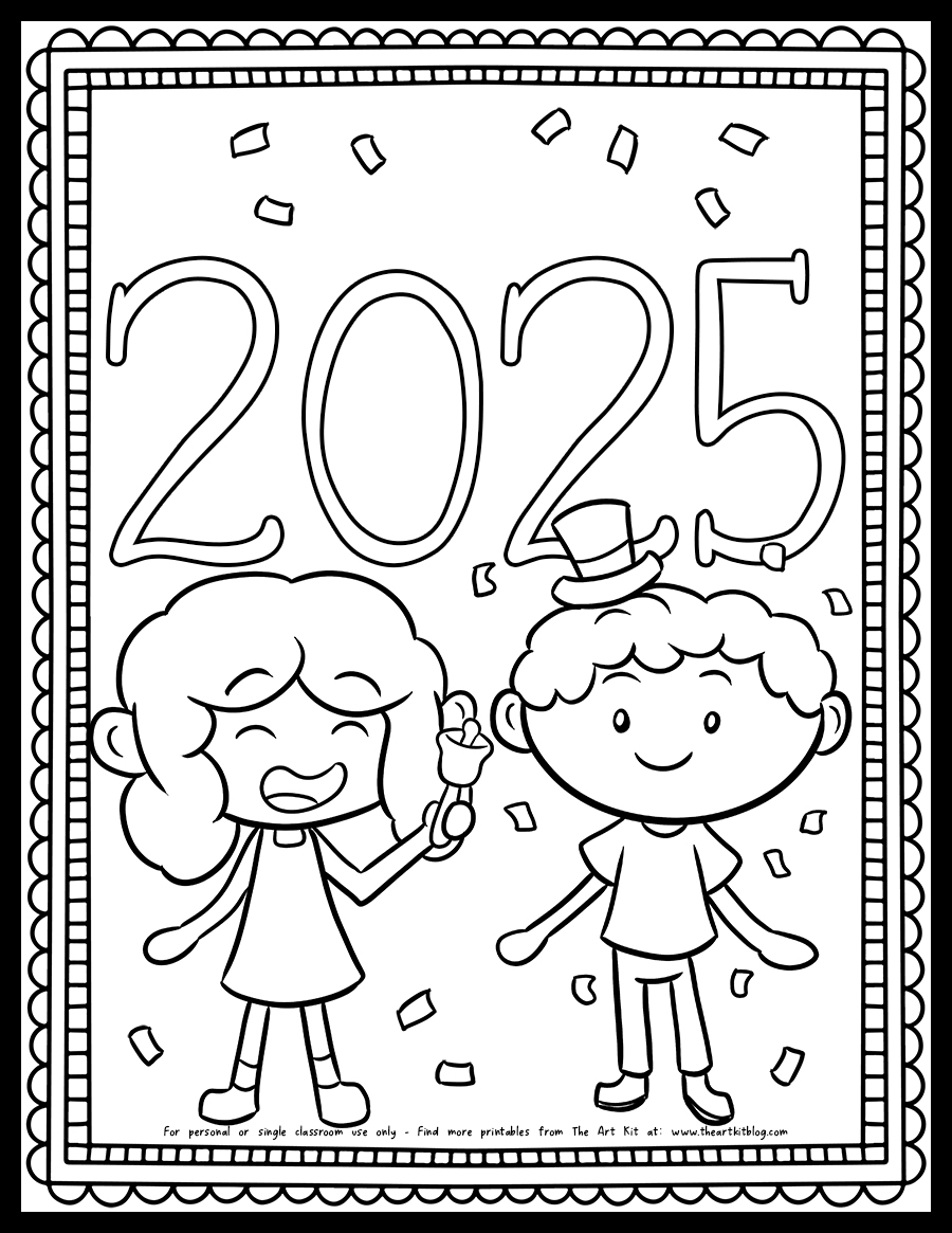 2025 New Year Coloring Page With Boy And Girl Free Printable The Art Kit 2025 New Year Coloring Page With Boy And Girl Free Printable The Art Kit