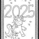 2025 New Year Unicorn Coloring Page Free Printable The Art Kit