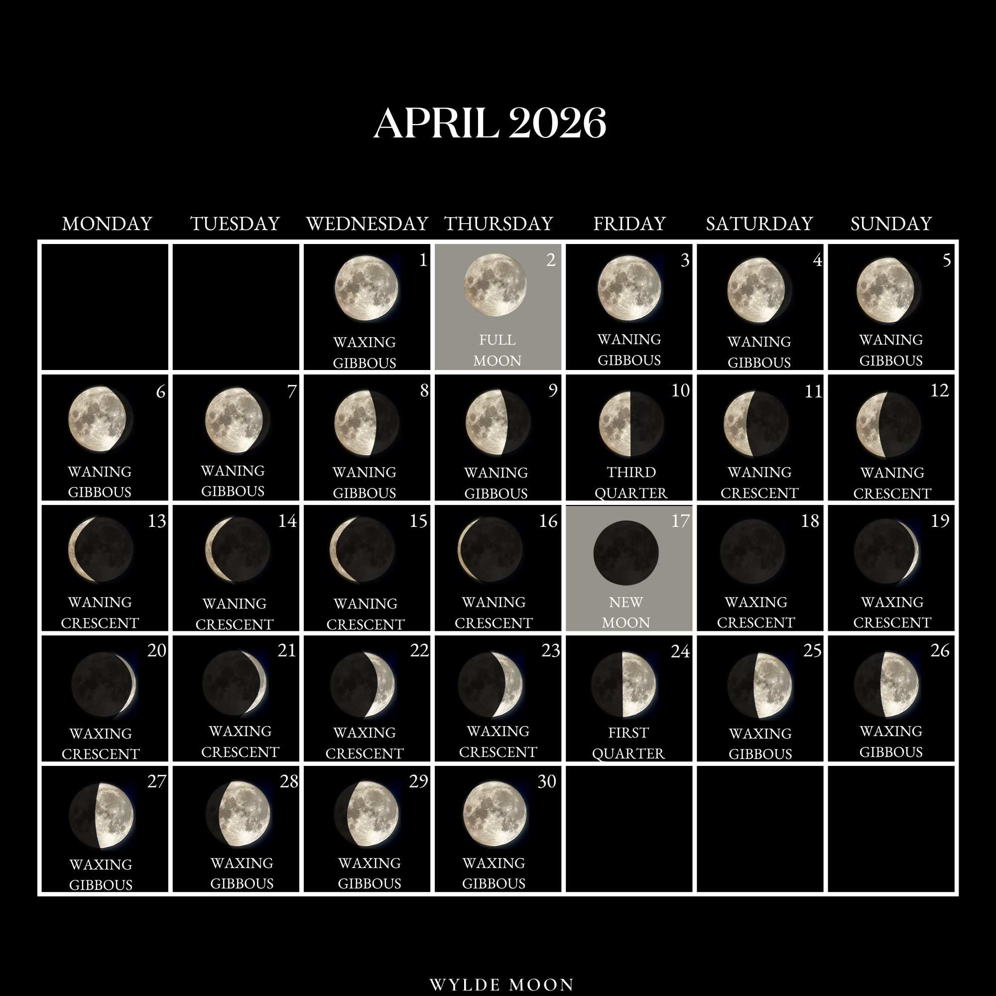 2026 Moon Calendar Every Phase And Stage Of The Moon 2026 Moon Calendar Every Phase And Stage Of The Moon