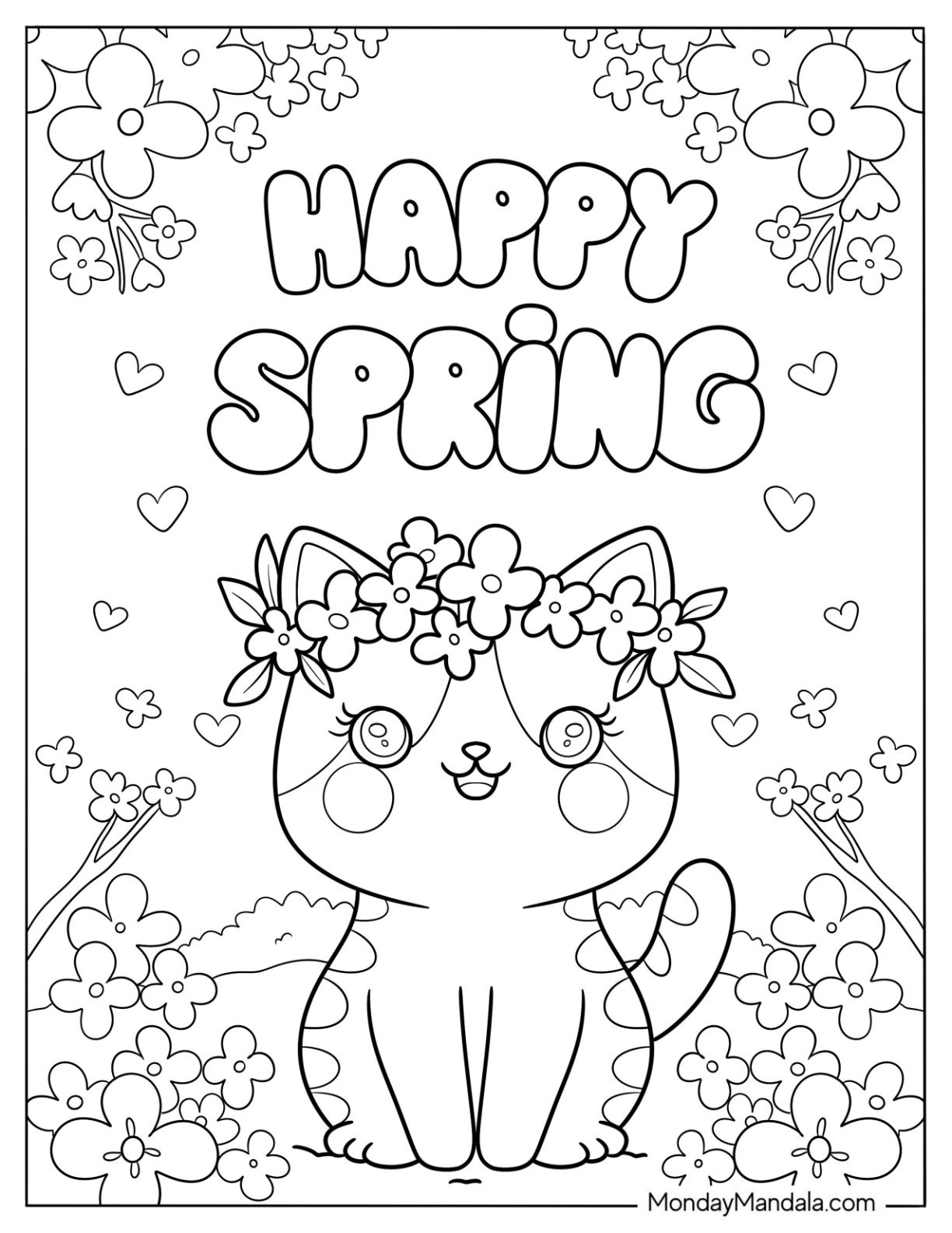 free spring coloring page