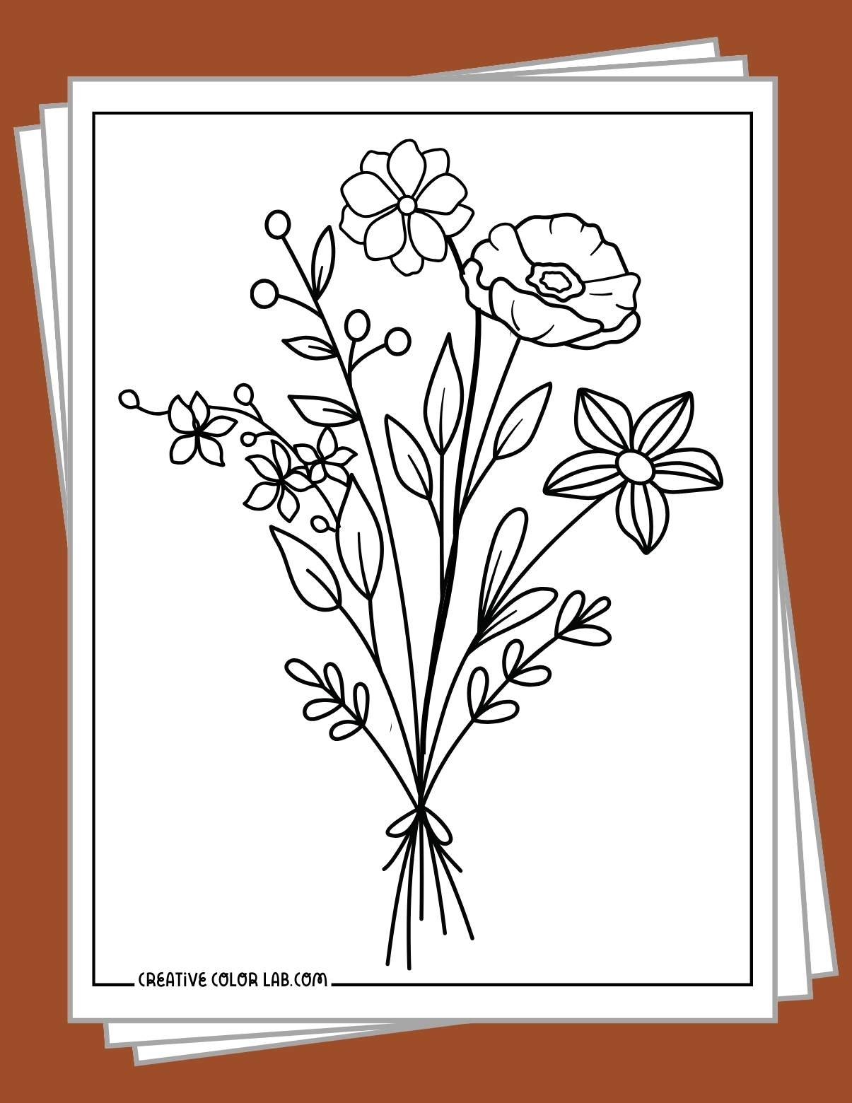 free printable easy flower coloring pages