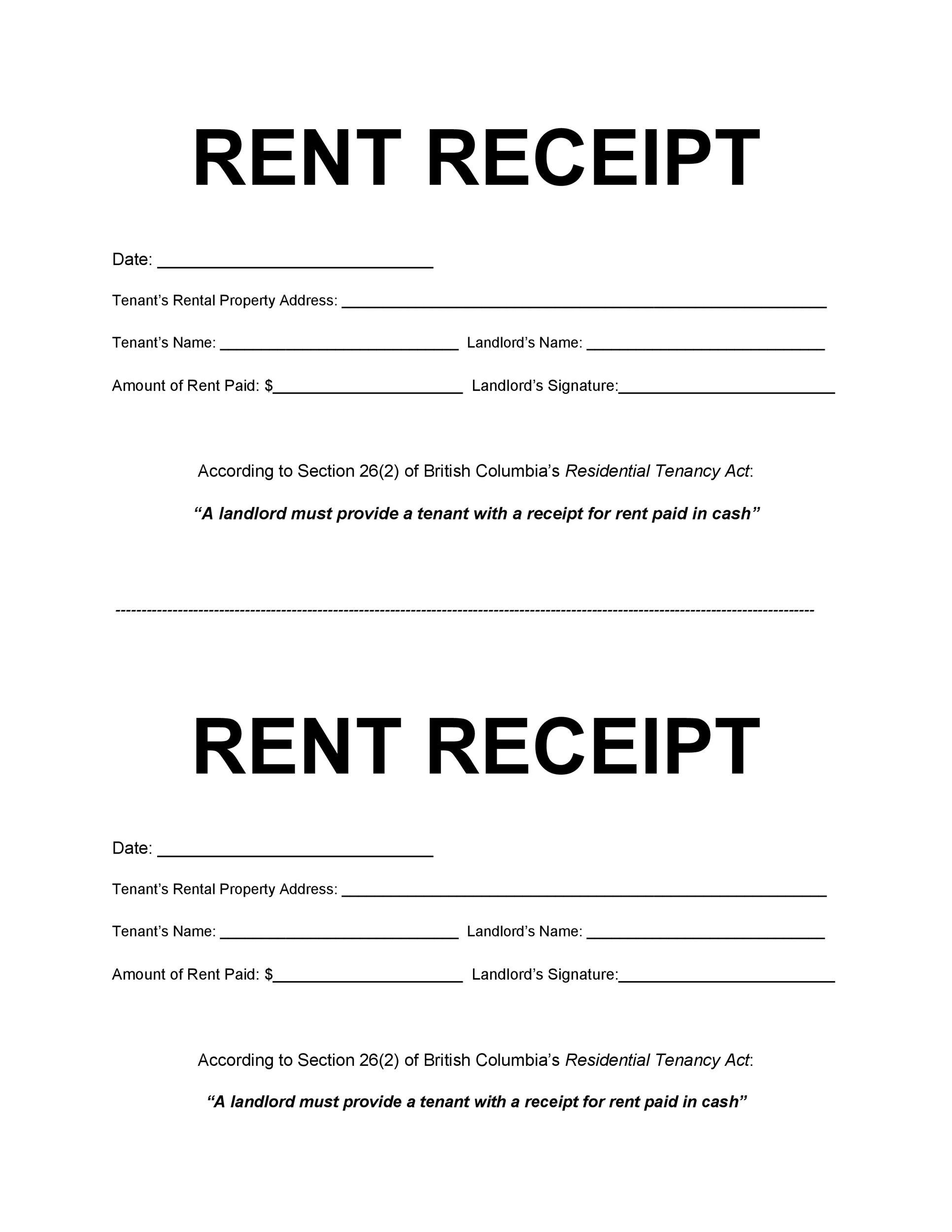 49 Printable Rent Receipts Free Templates TemplateLab