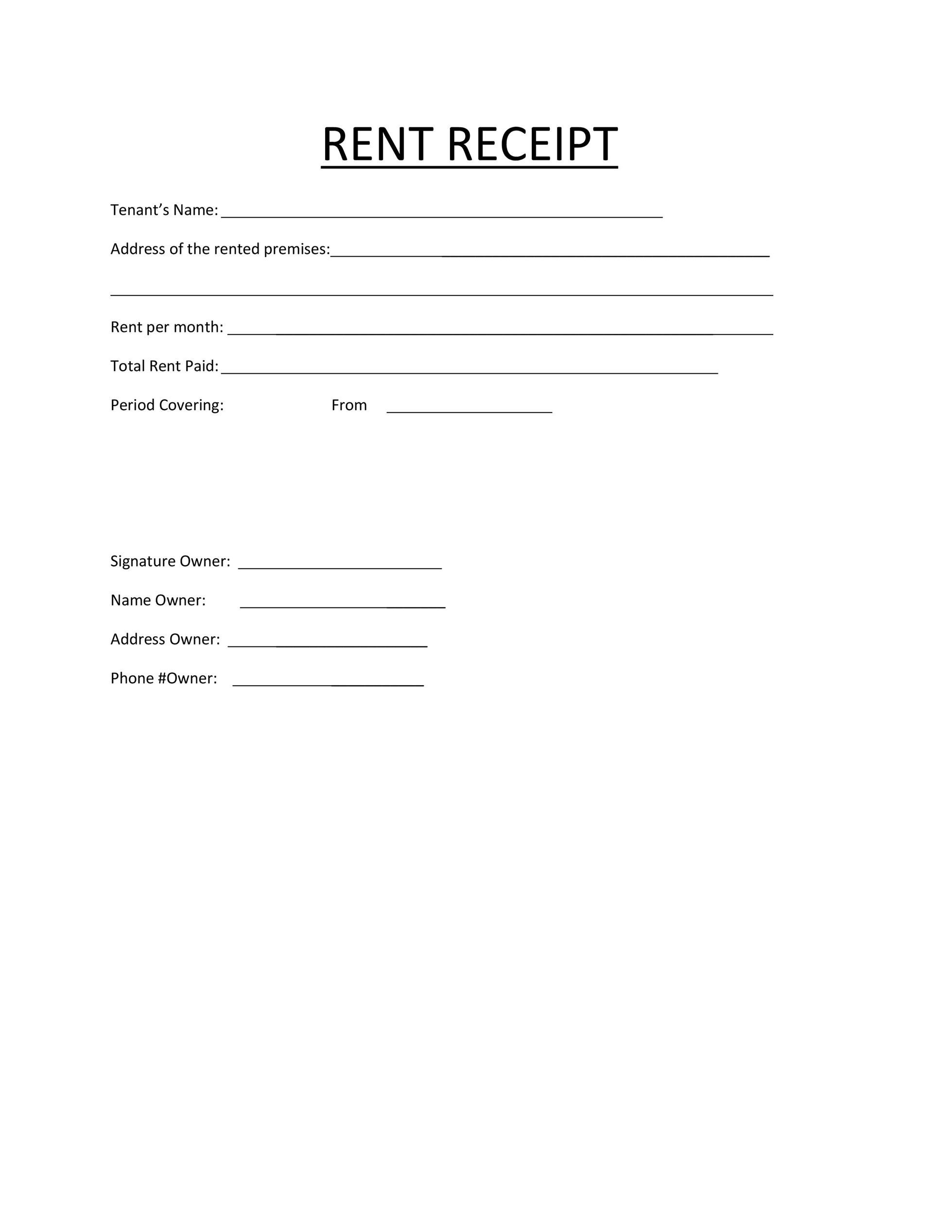 free rent receipt form free rent receipt form