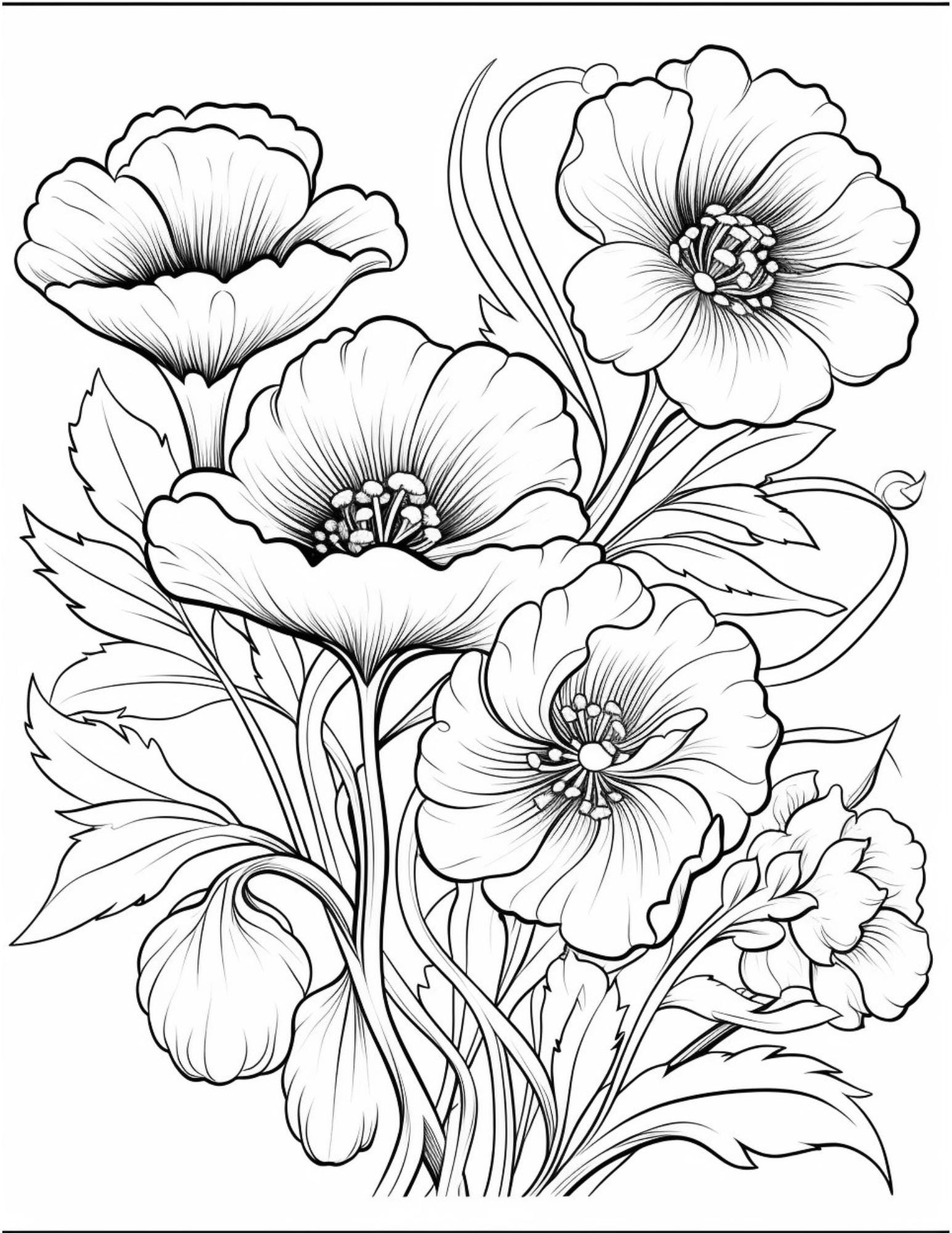 50 Flowers Coloring Pages Stress Relief Floral Art PDF Download Etsy 50 Flowers Coloring Pages Stress Relief Floral Art PDF Download Etsy
