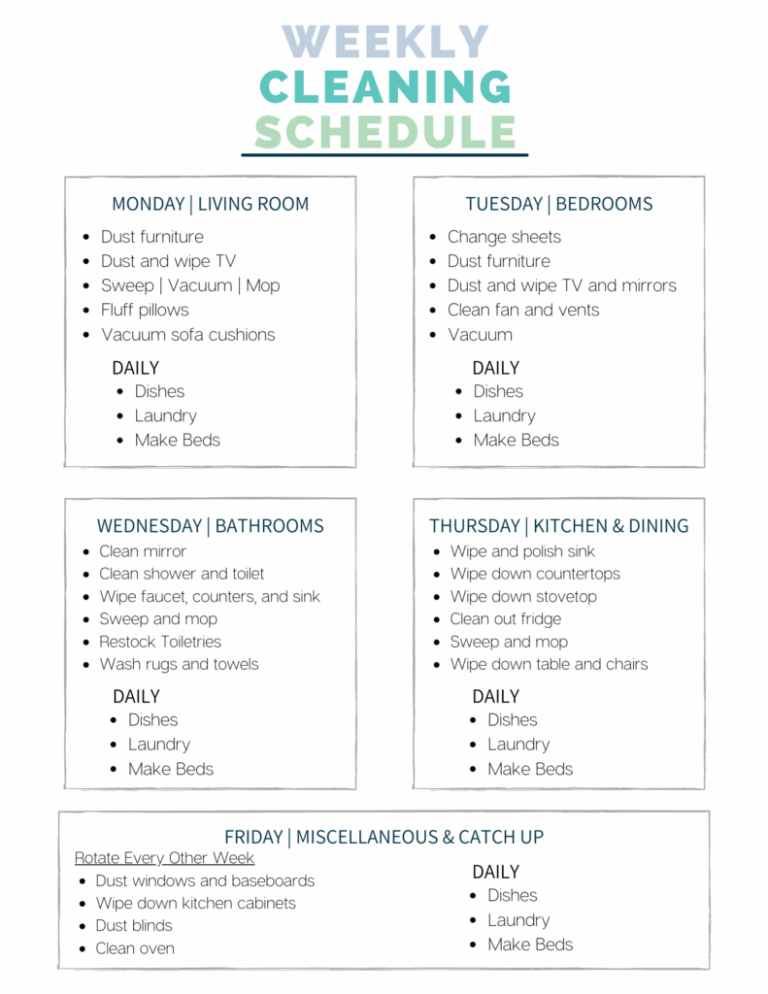 A Weekly Cleaning Checklist For A Cleaner Happier Home a Free Printable 