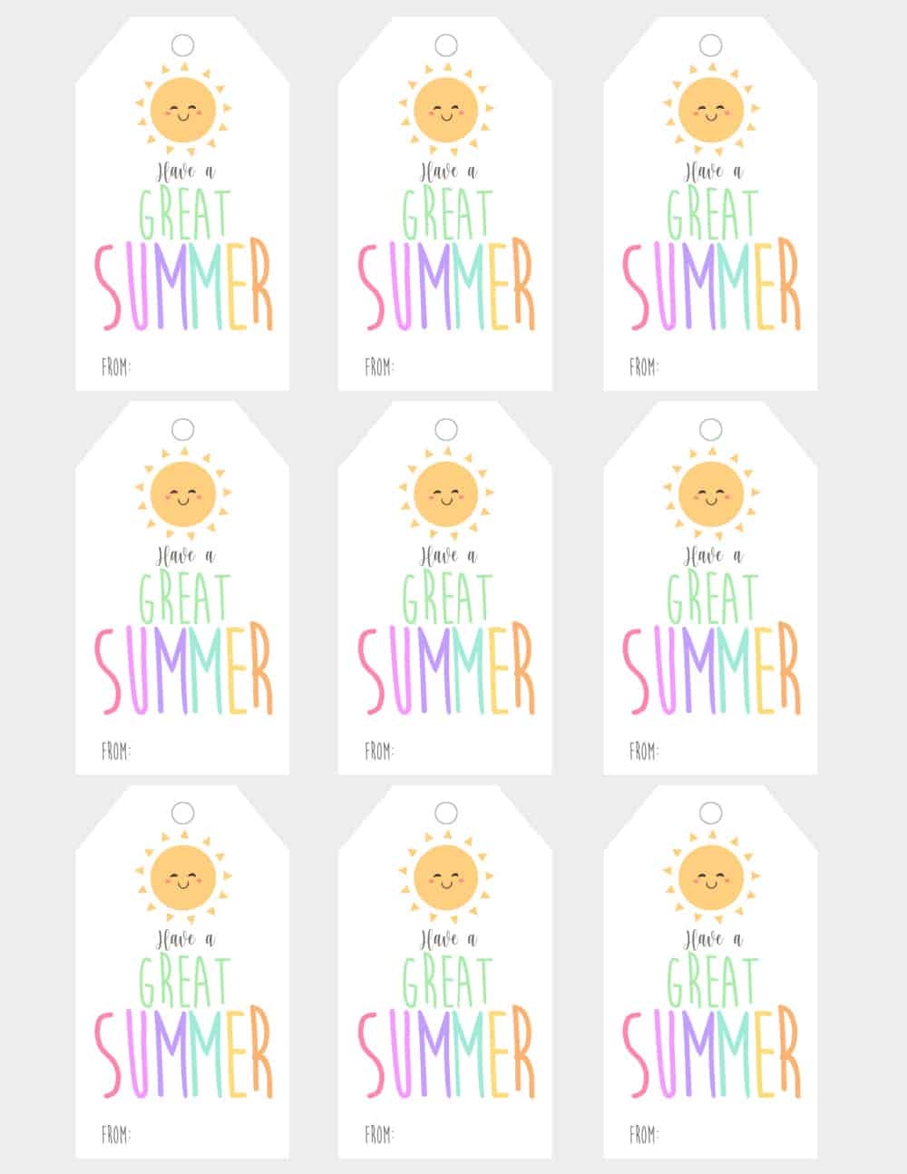Adorable Have A Great Summer Free Printable Tags Adorable Have A Great Summer Free Printable Tags