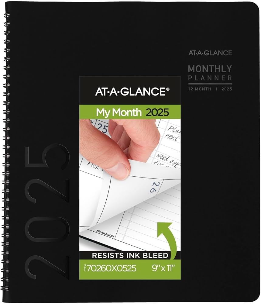 Amazon AT A GLANCE 2025 Planner Monthly 9 X 11 Large Contemporary Black 70260X0525 Office Products