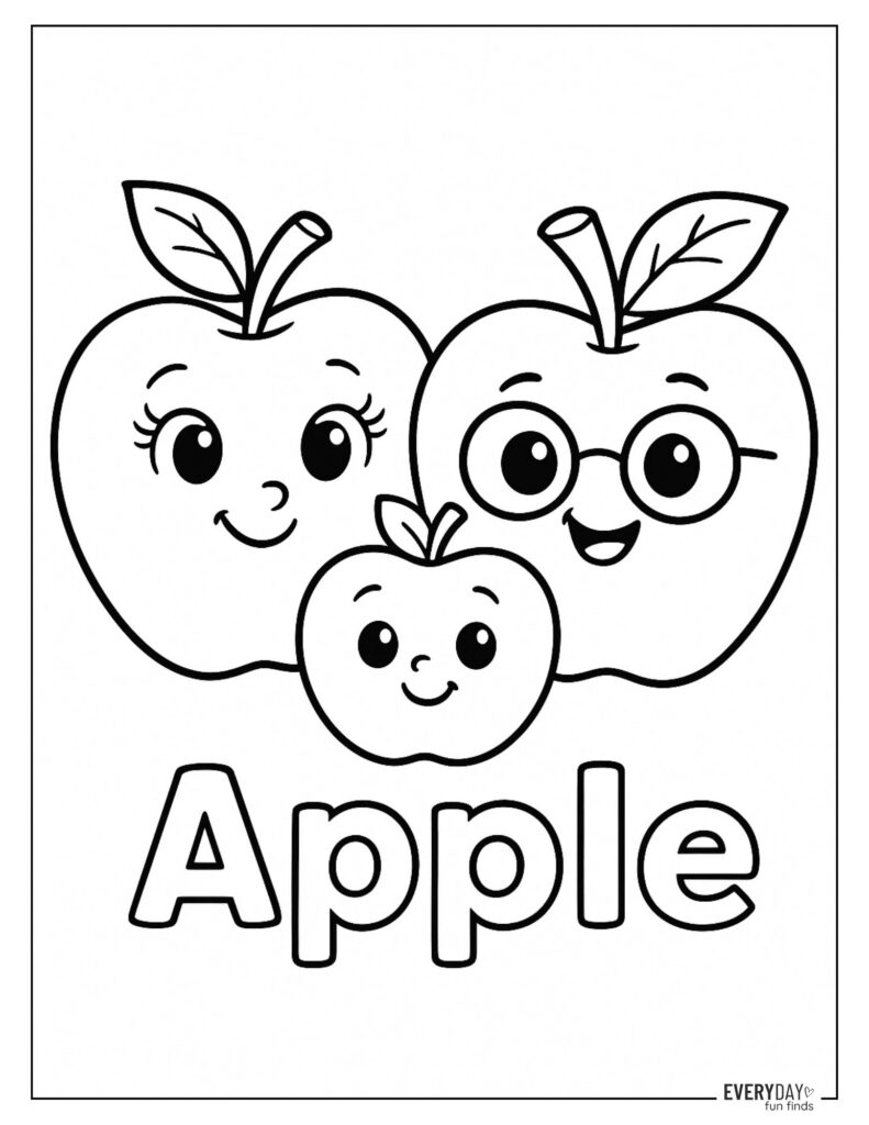 apple coloring pages kids