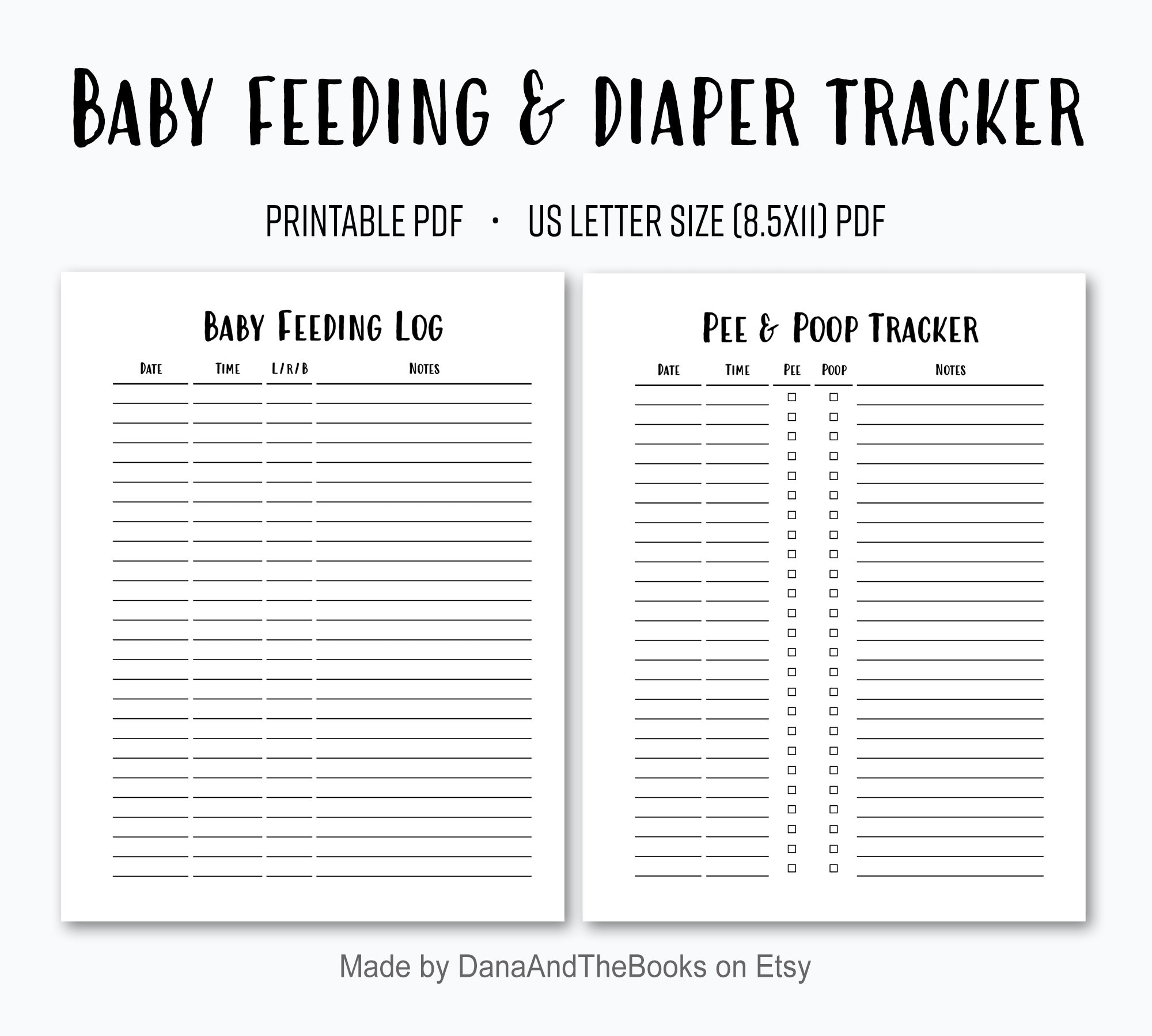 Baby Feeding And Diaper Tracker PDF Breastfeeding Log Pee Poop Tracker Simple Baby Log Instant Digital Download US Letter Size Etsy Norway