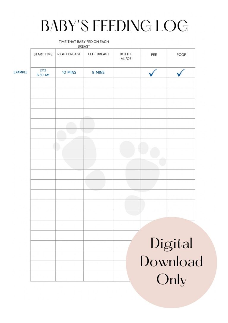 Baby Feeding And Diapering Log Etsy