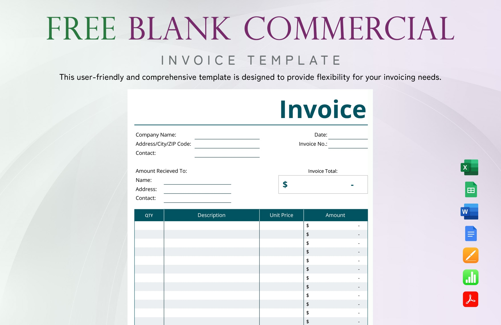 free commercial invoice template