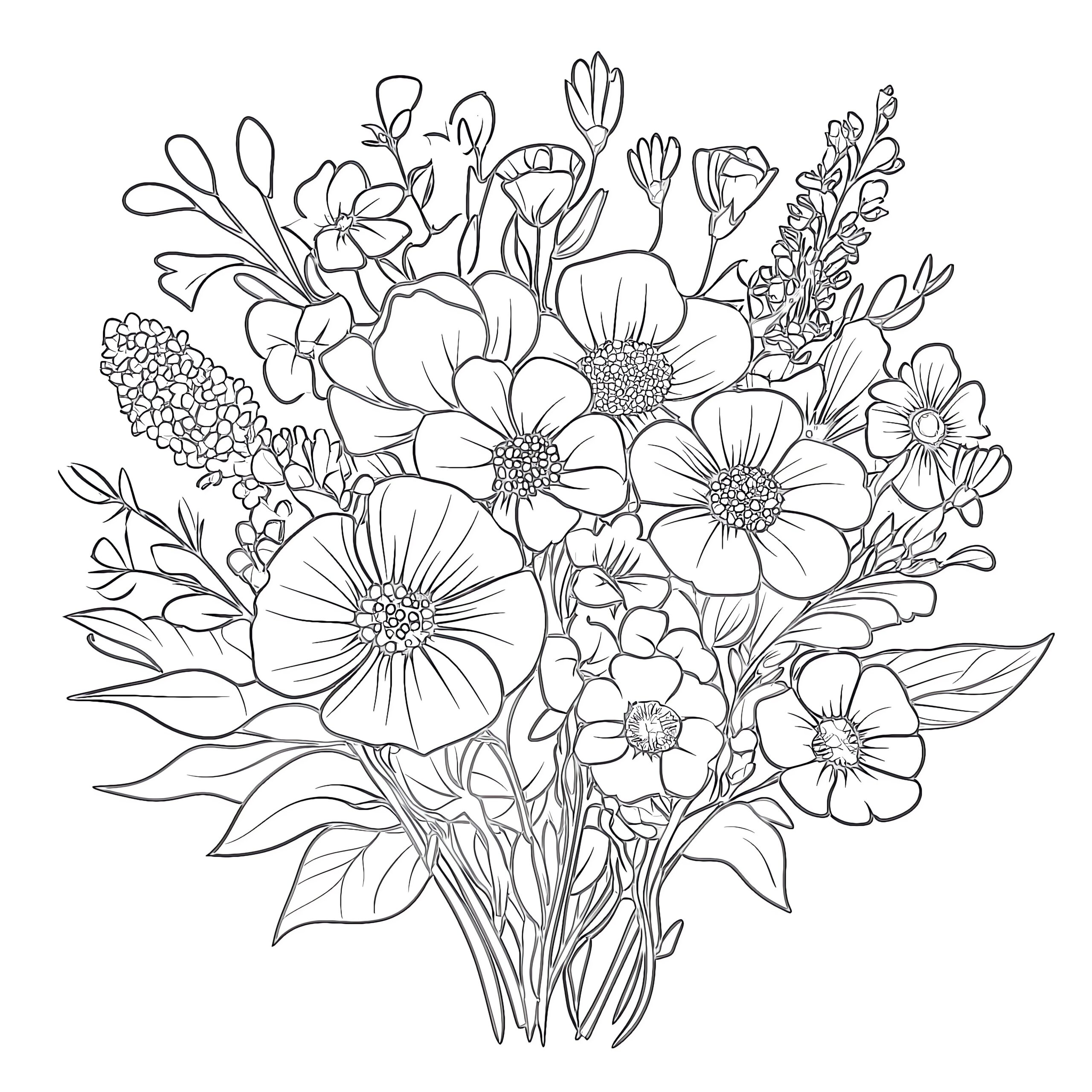 Bouquet Of Flowers Coloring Sheet Coloring Pages Mimi Panda