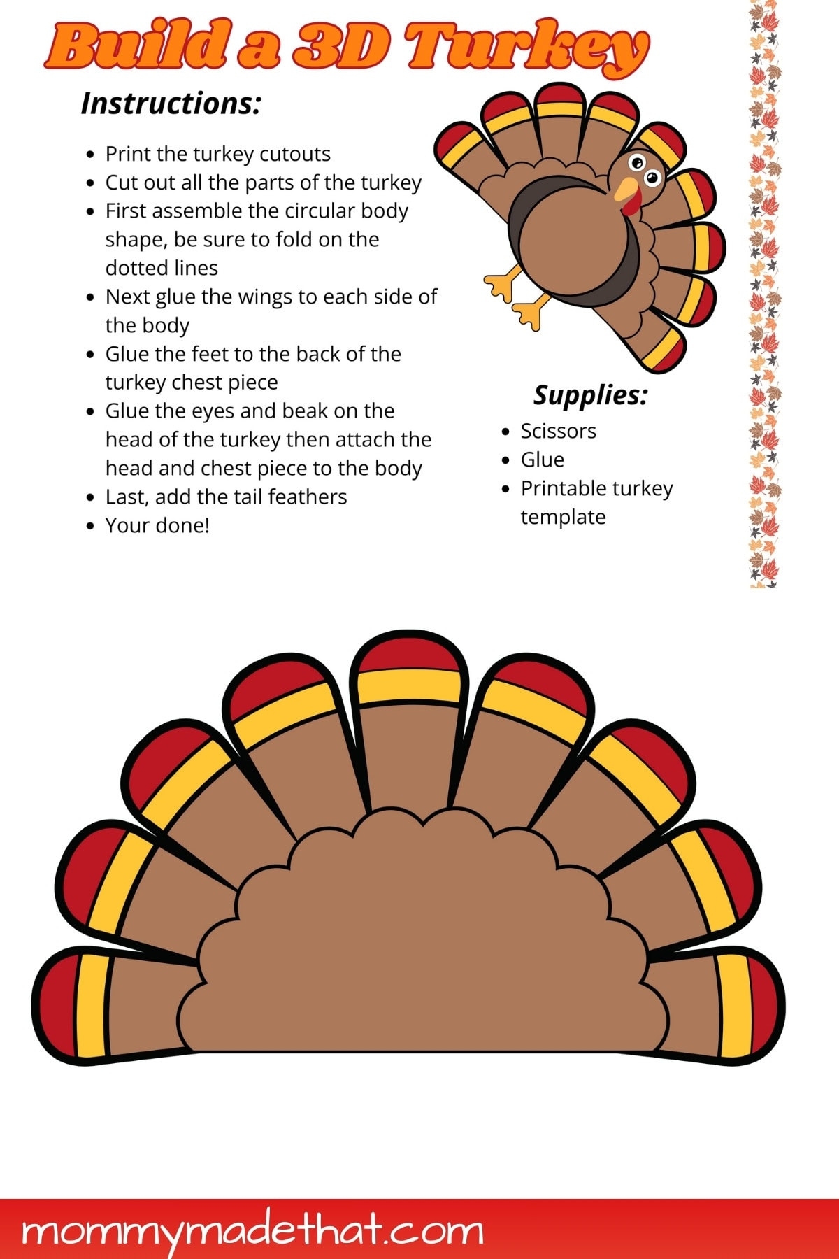 printable cut out turkey