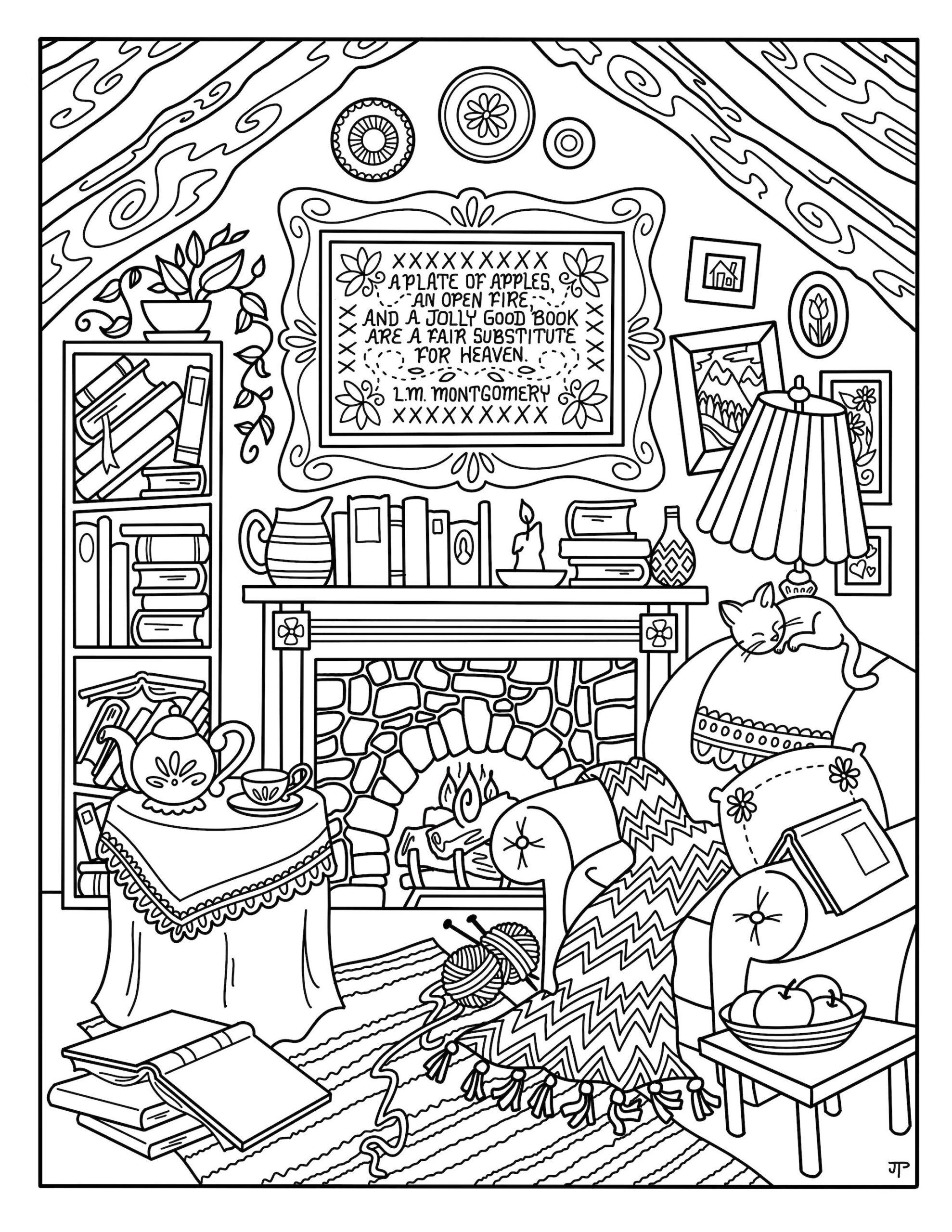 Cozy Fireside Coloring Page LM Montgomery Quote PDF Printable Download Etsy Cozy Fireside Coloring Page LM Montgomery Quote PDF Printable Download Etsy