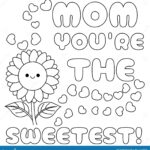 Cute Mother S Day Coloring Pages For Kids Outline Vector Illustration Easy To Color Black And White Activity Worksheet Stock Vector Illustration Of Drawings Love 318236149