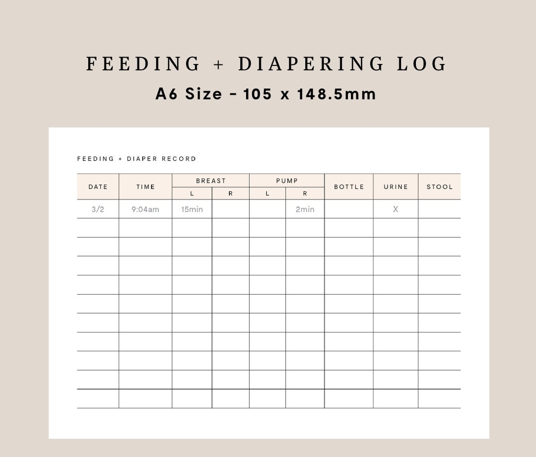 infant feeding and diaper log