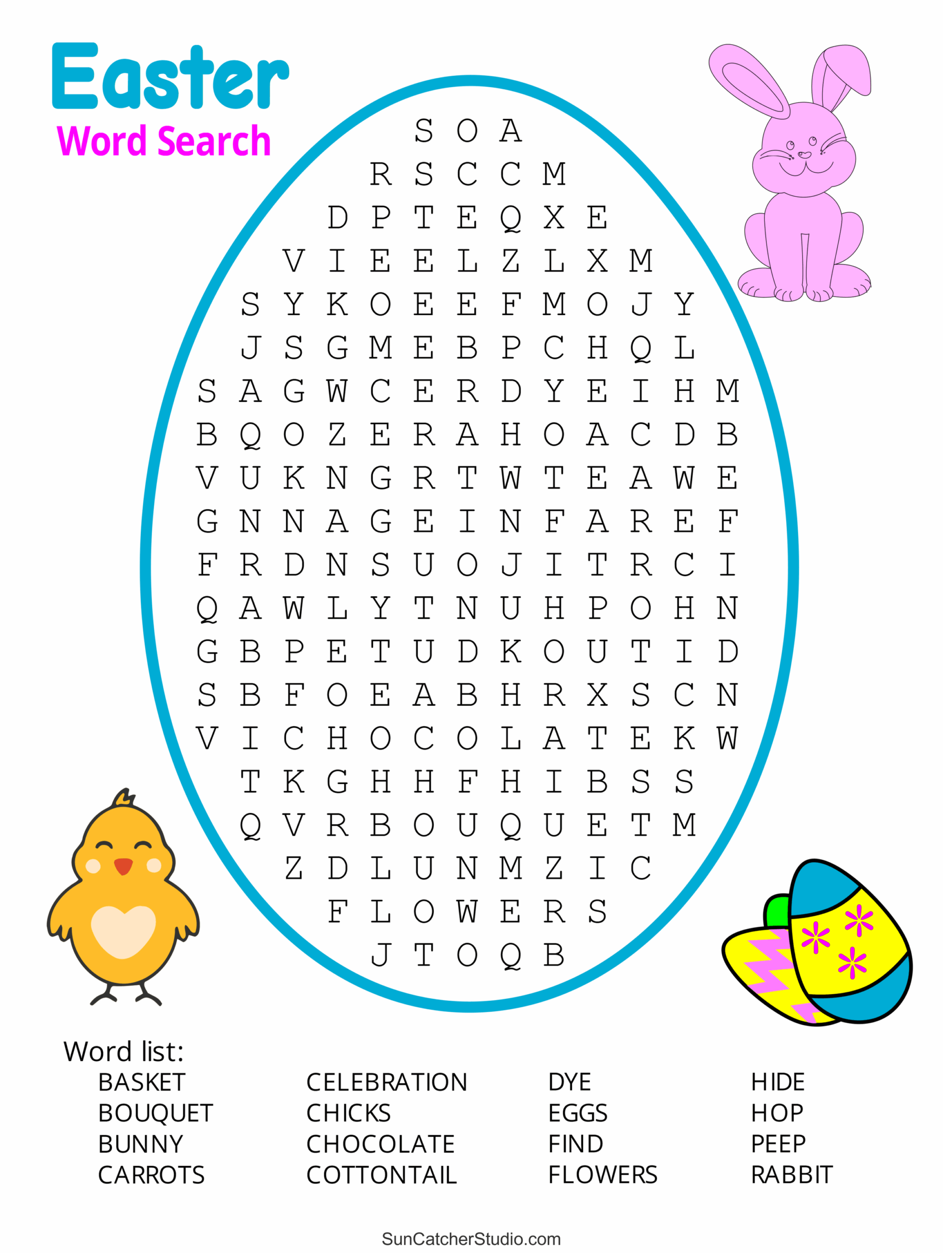 Easter Word Search Free Printable PDF Puzzles Free Printables Monograms Design Tools Patterns DIY Projects