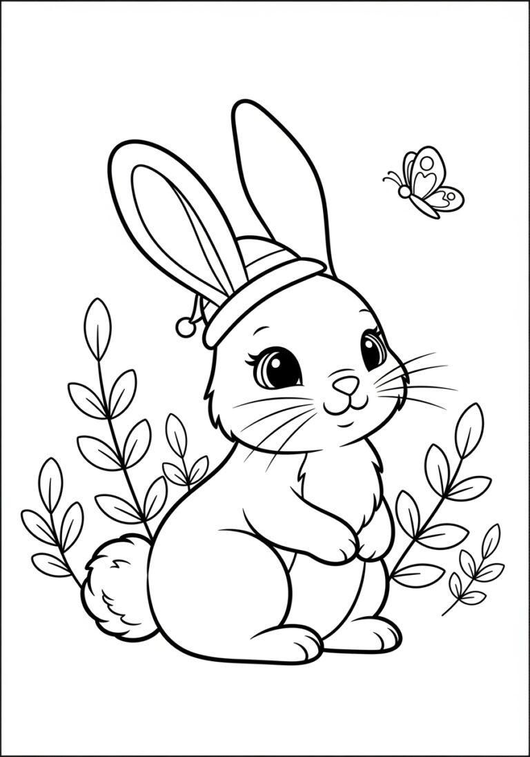 Easy Cute Bunny Coloring Page For Kids
