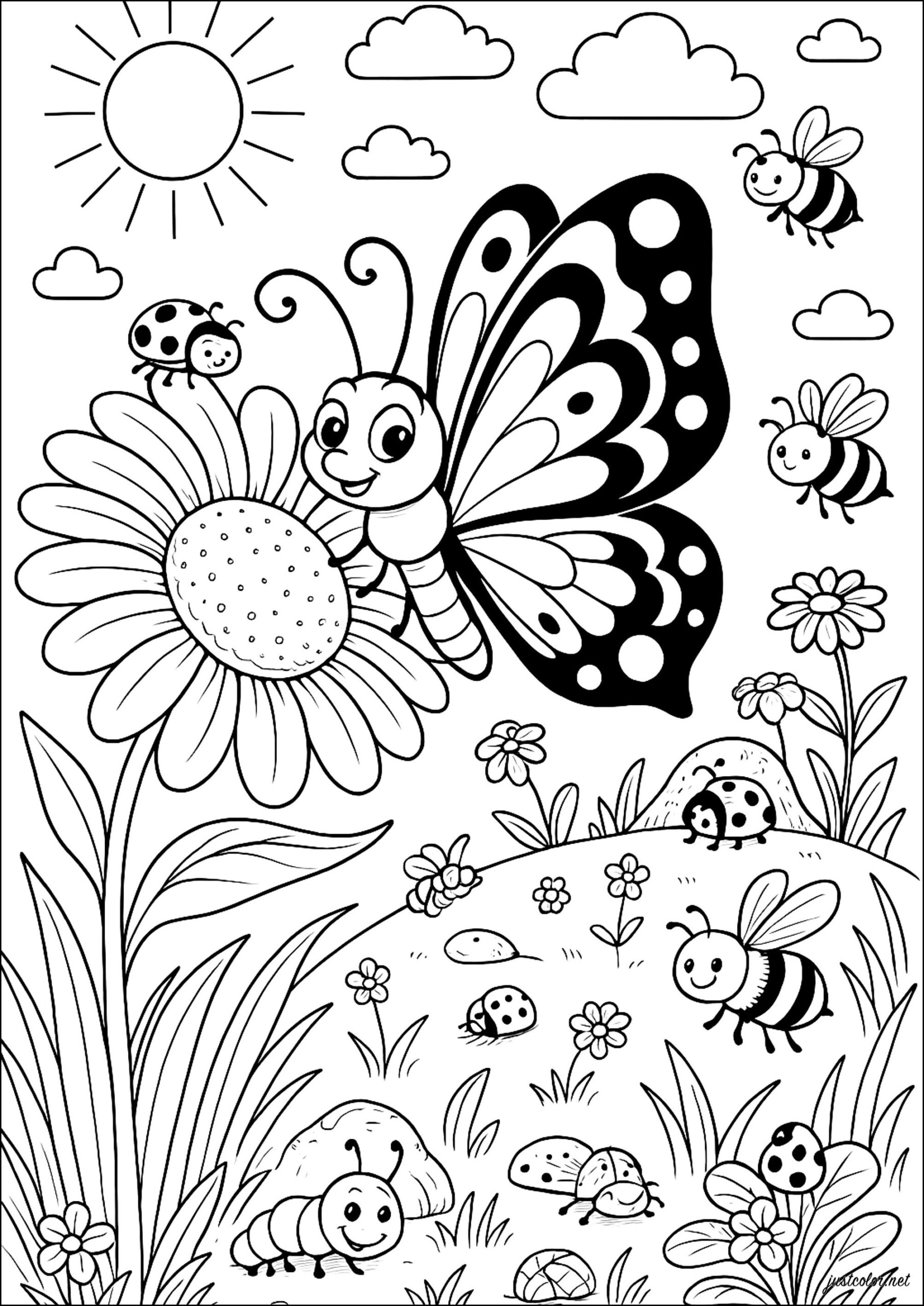 flower butterfly coloring pages