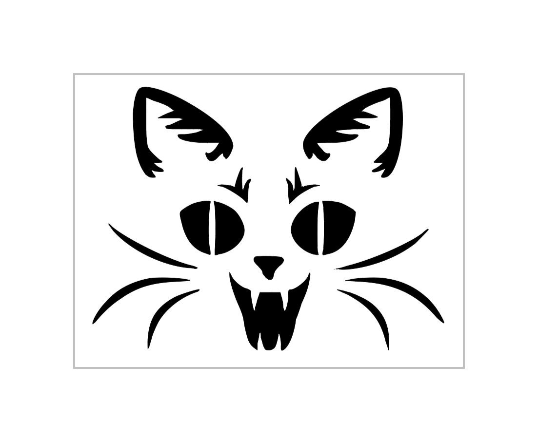 Evil Cat Face Stencil Halloween Scary Pumpkin Carving Reusable Sheet S736 Etsy