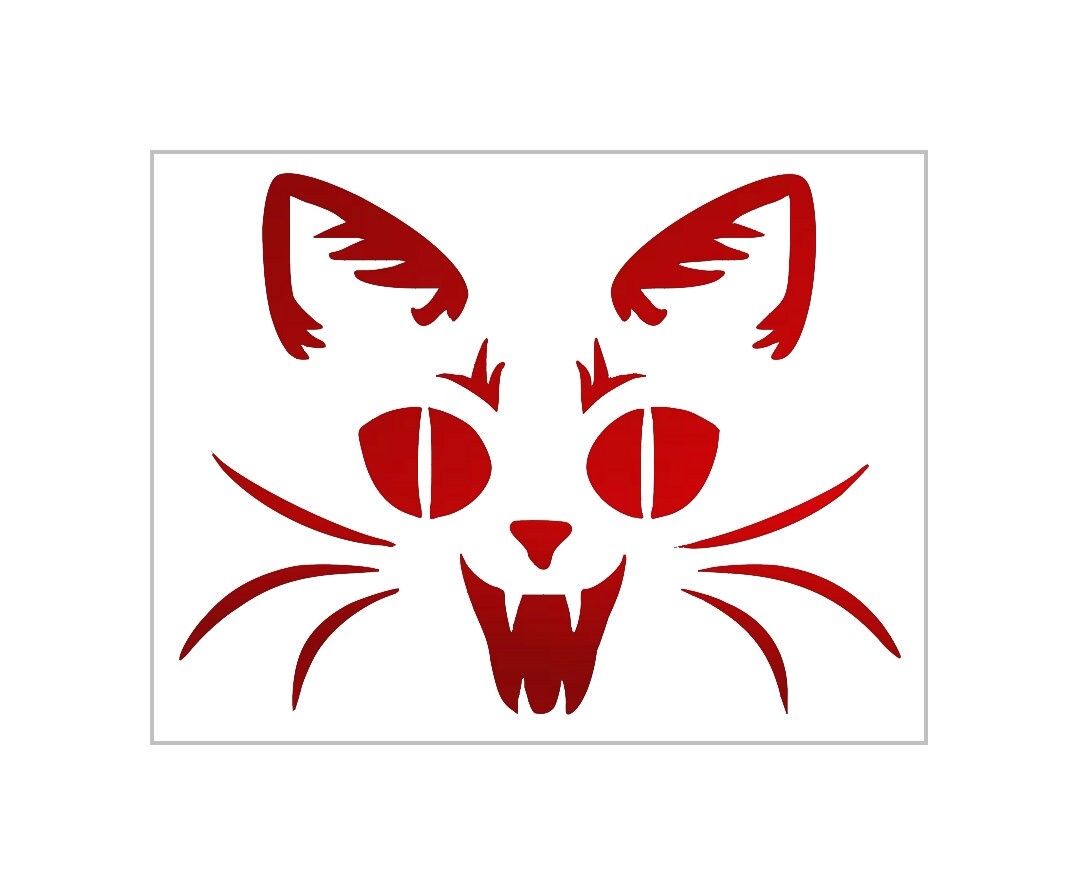 Evil Cat Face Stencil Halloween Scary Pumpkin Carving Reusable Sheet S736 Etsy