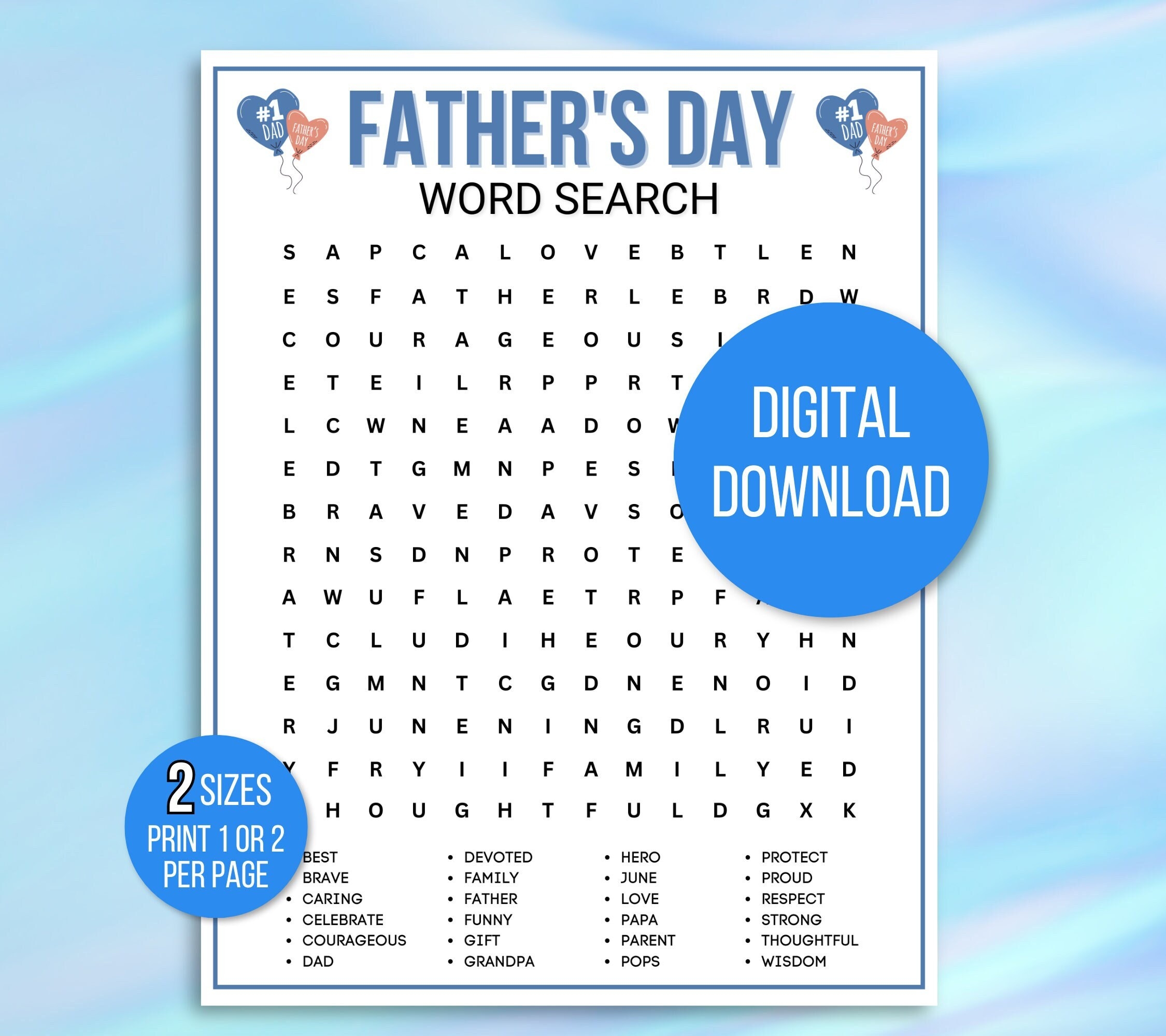 Father s Day Word Search Printable Father s Day Game Father s Day Family Game Father s Day Game For Kids Father s Day Party Game Etsy