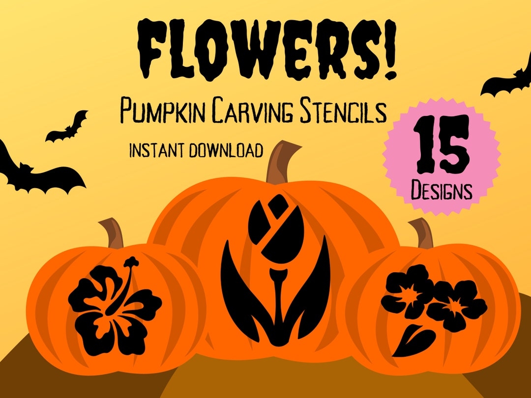 Flower Pumpkin Carving Stencils 15 Unique Halloween Jack O lantern Carving Patterns Etsy Israel