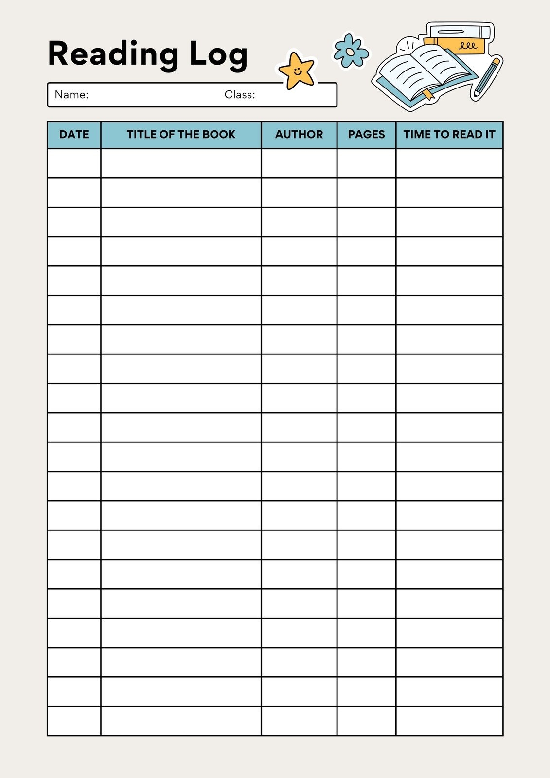 Free And Customizable Reading Log Templates Free And Customizable Reading Log Templates