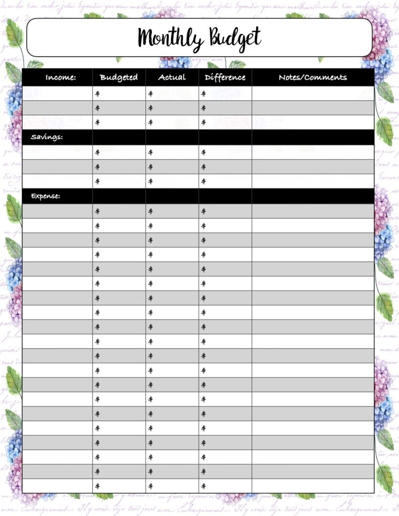 Free Budgeting Printables Expenses Goals Monthly Budget