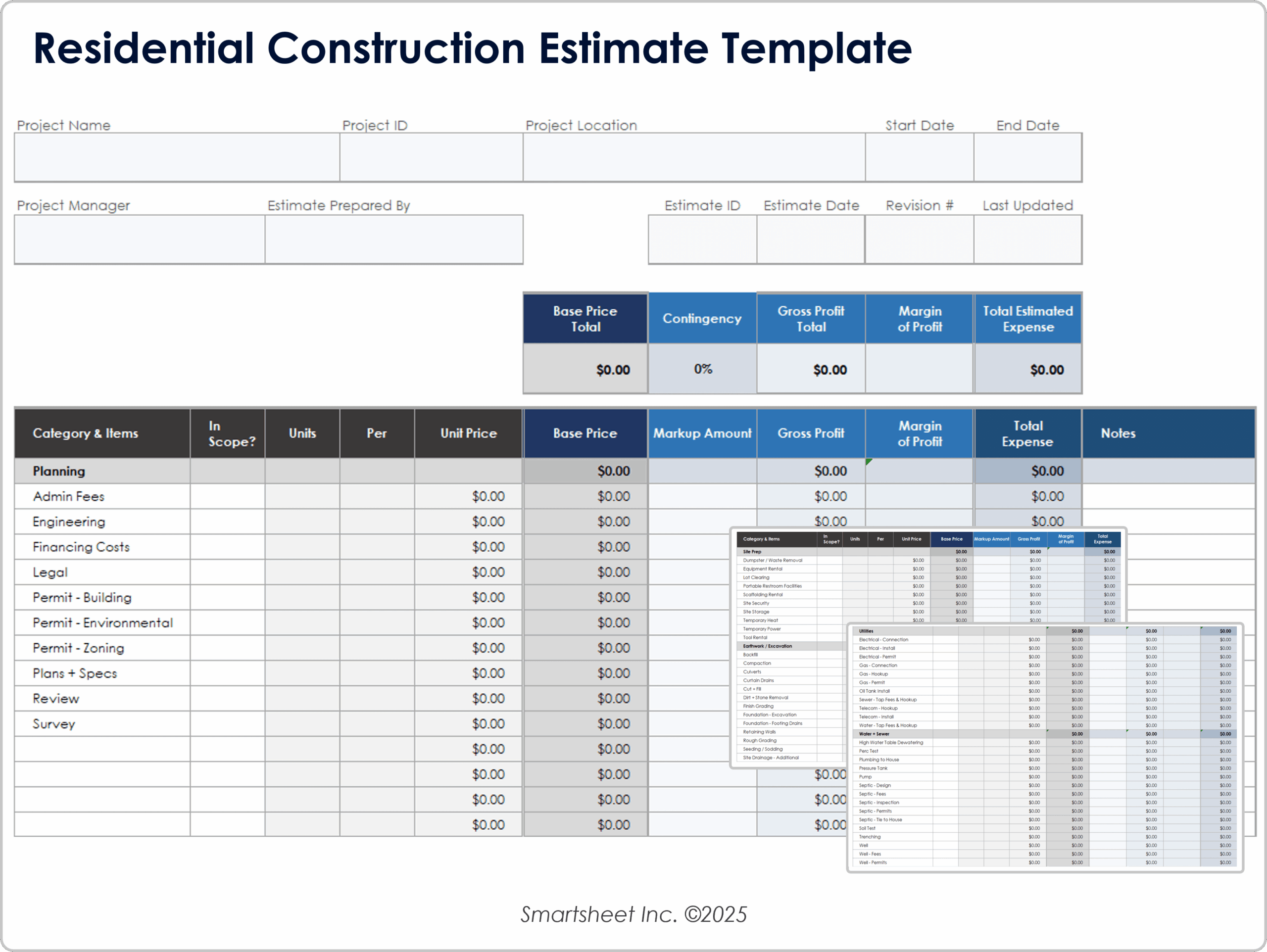 estimate for construction template estimate for construction template