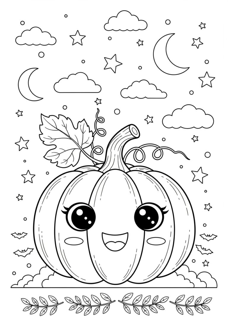 Free Cute Pumpkin Coloring Page For Kids