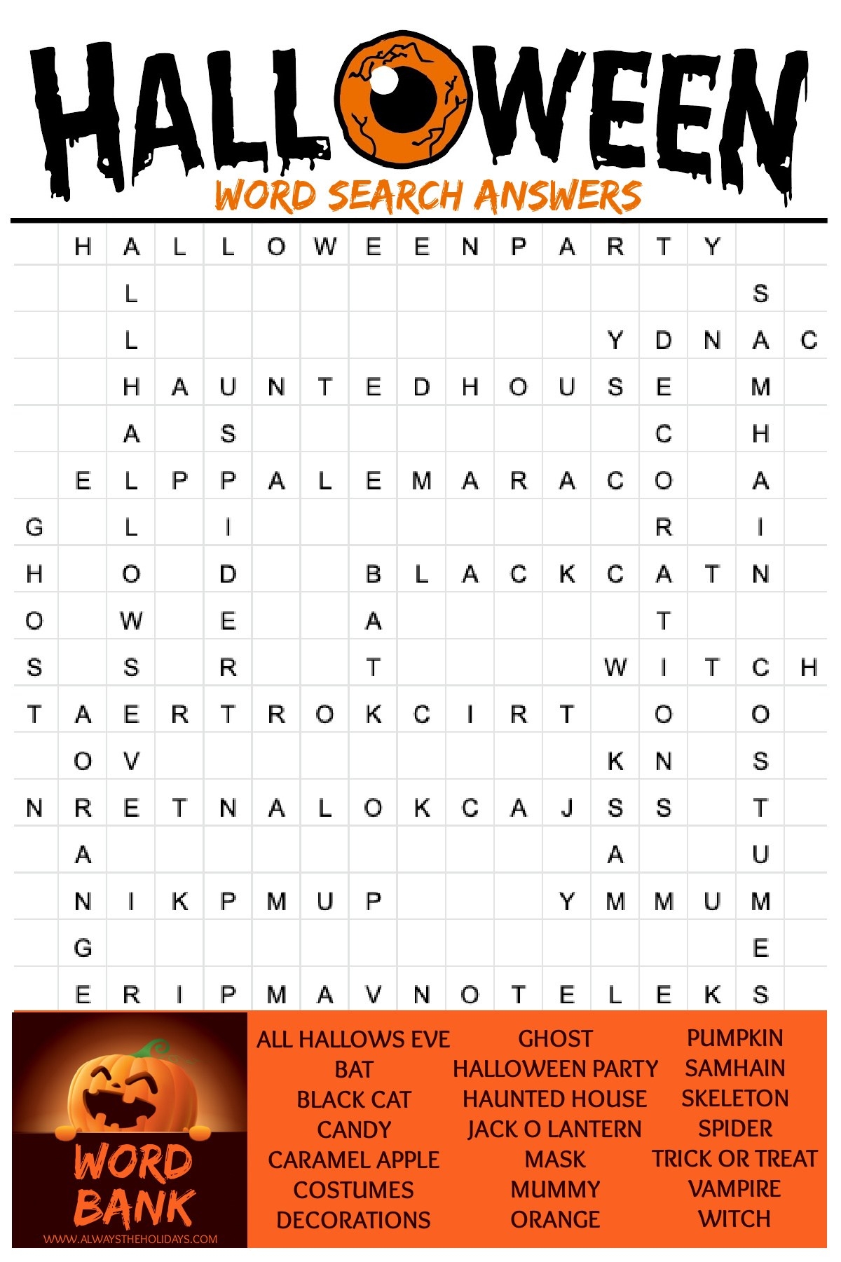 word search printable halloween