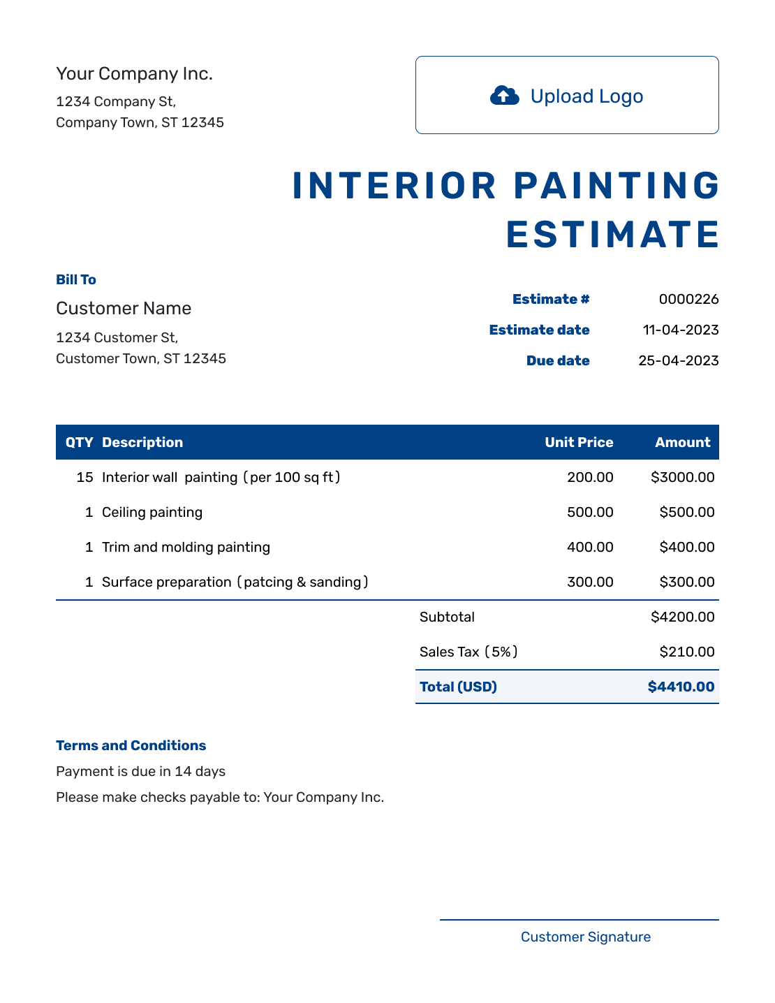 Free Interior Painting Estimate Template Docelf
