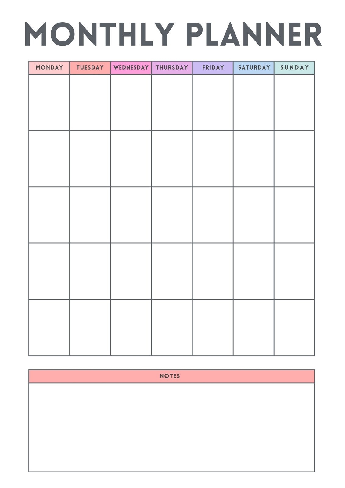monthly planner with lines