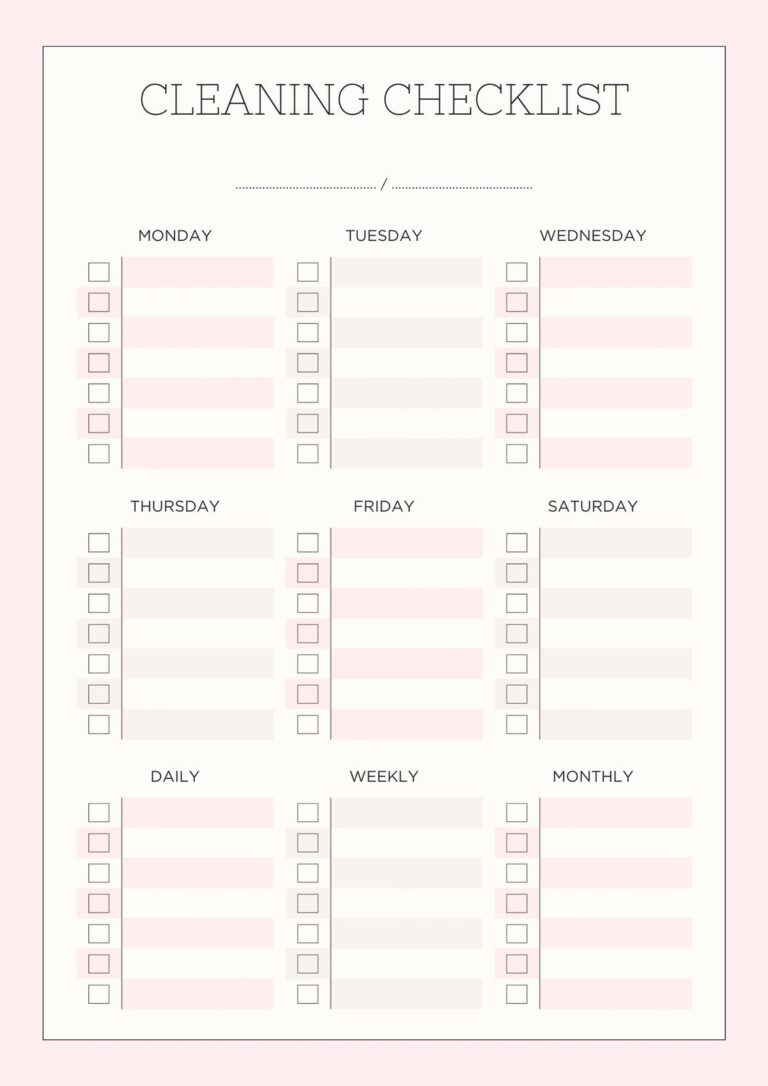 Free Printable Cleaning Checklist Templates Canva