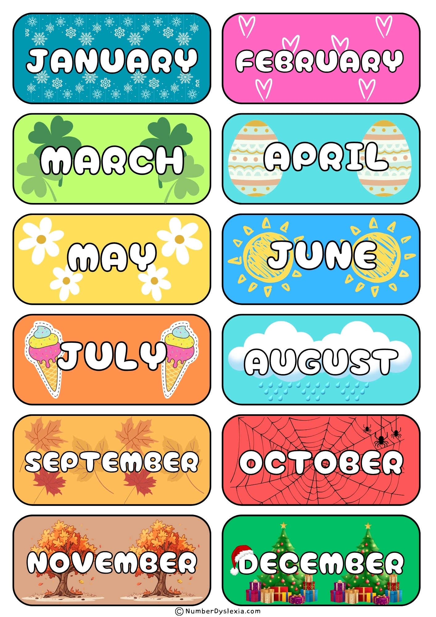 Free Printable Months Of The Year Charts PDF Number Dyslexia Free Printable Months Of The Year Charts PDF Number Dyslexia