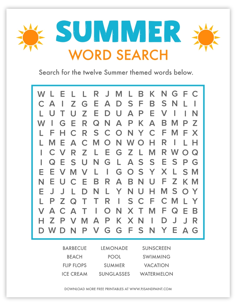 summer word search printable free summer word search printable free