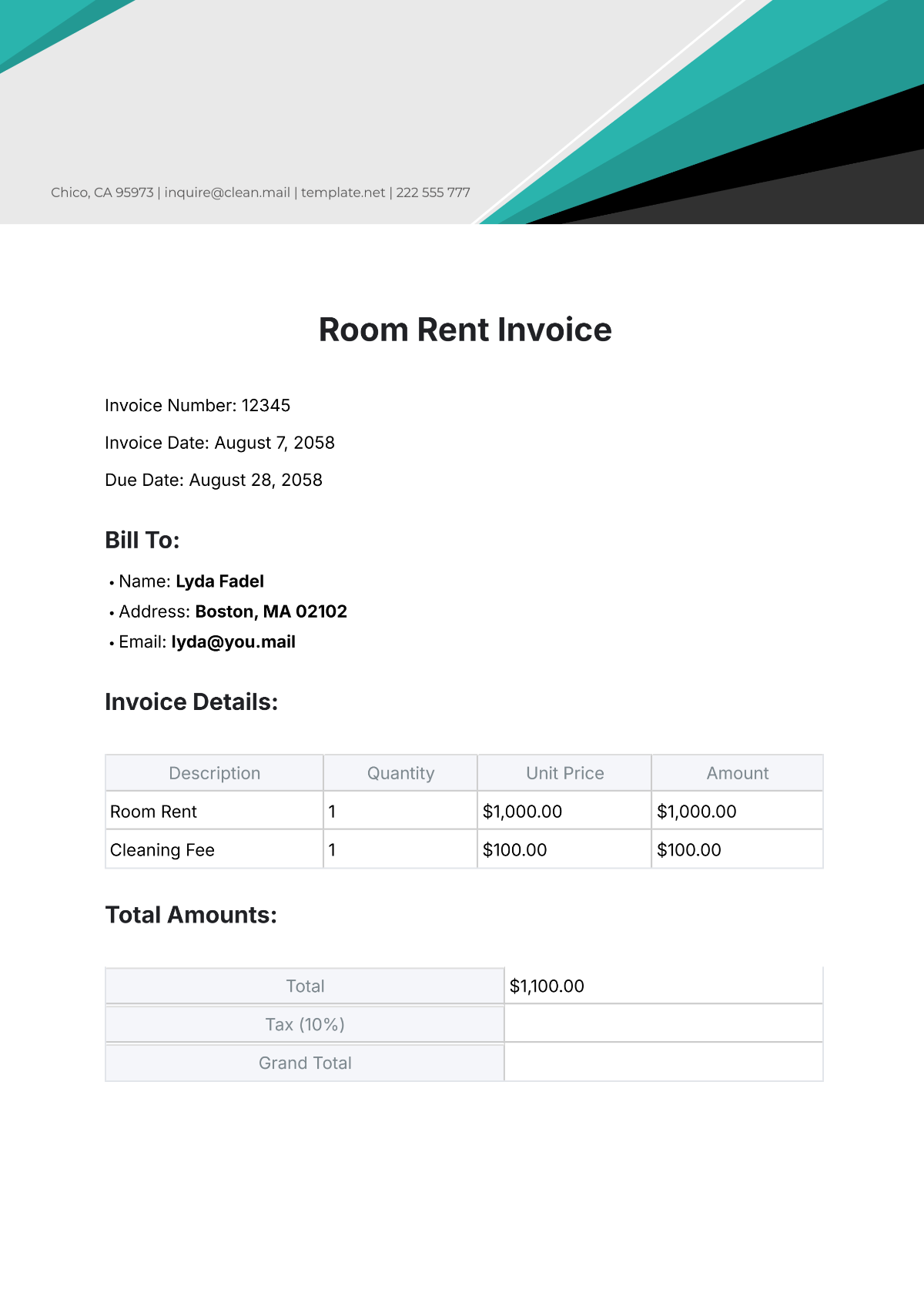 rent invoice template word rent invoice template word