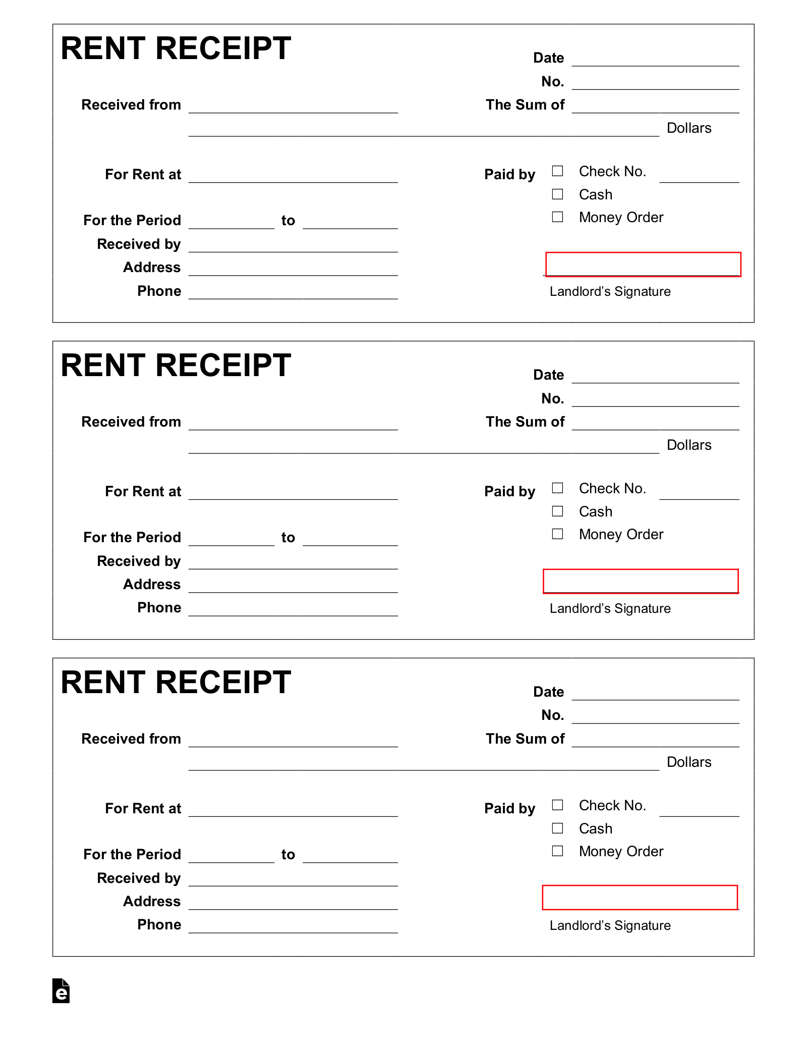 Free Rent Receipt PDF Word EForms Free Rent Receipt PDF Word EForms