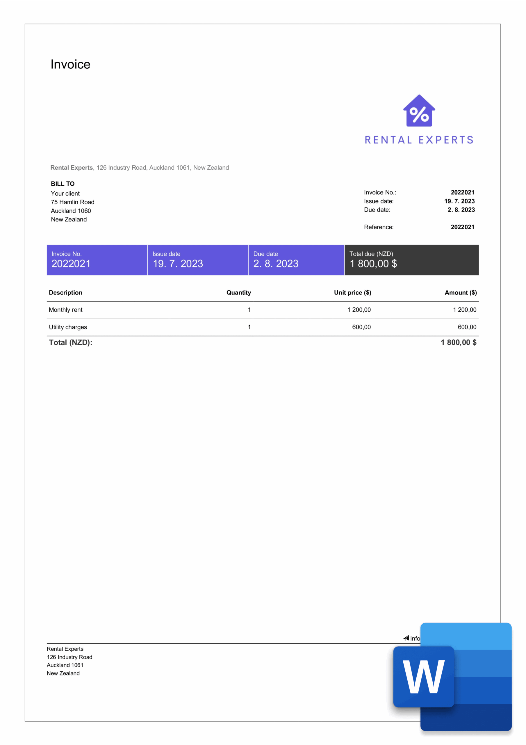 Free Rental Invoice Templates In Word Billdu Free Rental Invoice Templates In Word Billdu